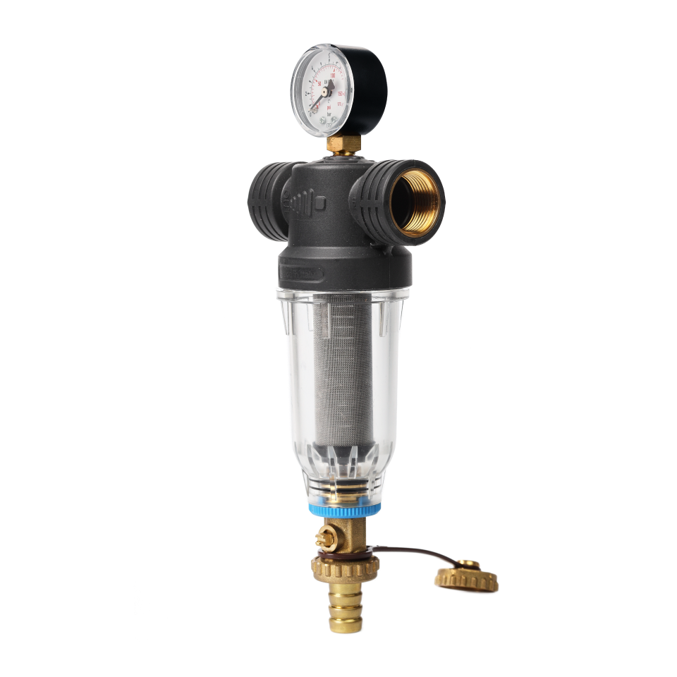 Self-Cleaning SAN filter with 304 stainless steel mesh cartridges. ½" F