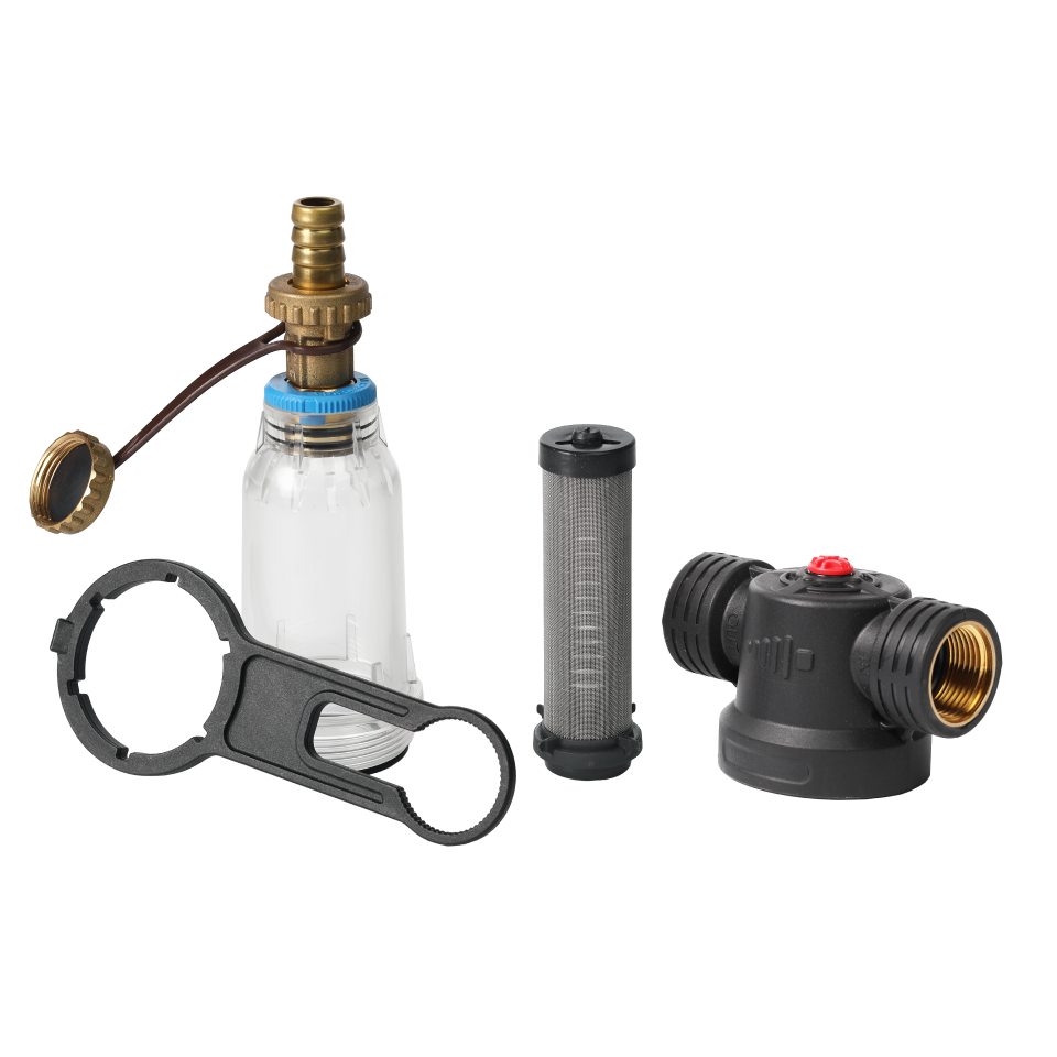 Self-Cleaning SAN filter with 304 stainless steel mesh cartridges. ½" F