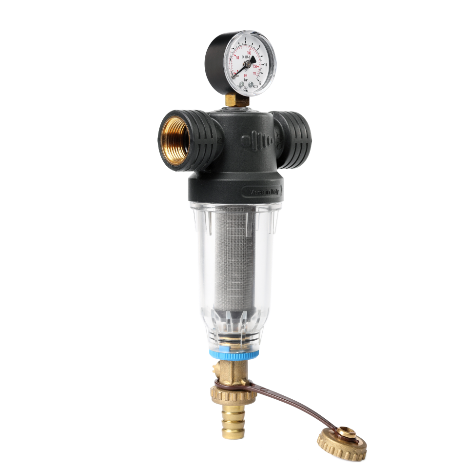 Self-Cleaning SAN filter with 304 stainless steel mesh cartridges. ½" F